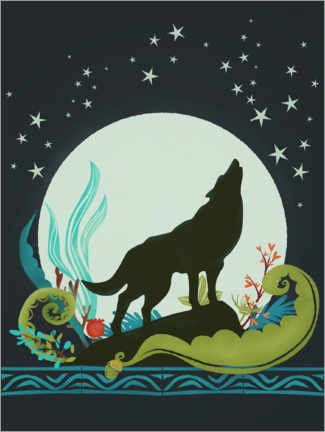 Poster Night Wolf