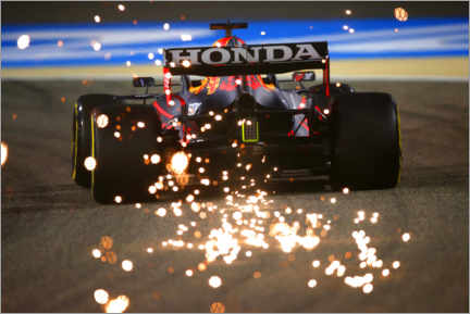 Alubild  Max Verstappen im Funkenregen, Großer Preis von Bahrain 2021