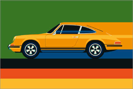 Print  Orange vintage sports car side - Bo Lundberg