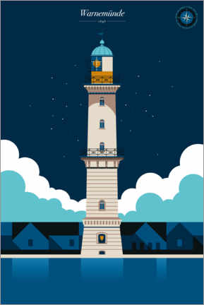 Poster Warnemünde lighthouse