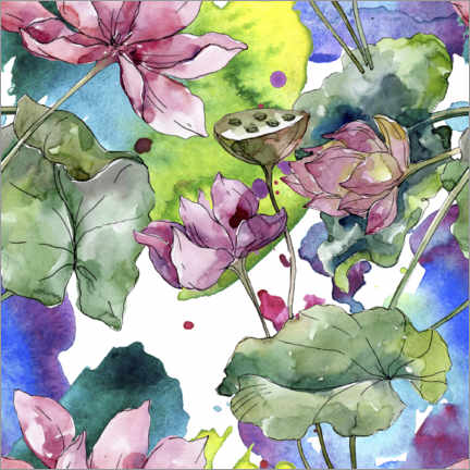Póster Water lilies in watercolor II