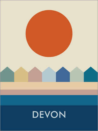 Wall print  Devon Beach Huts - Swissty
