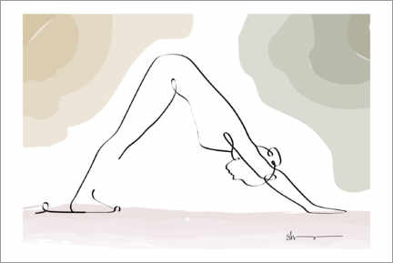 Poster  Downward Facing Dog (Adhomukha Shvanasana) - Yoga In Art