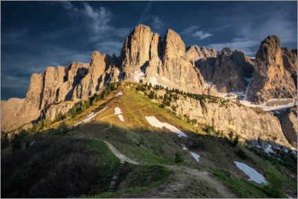 Poster Passo Gardena nella luce della sera