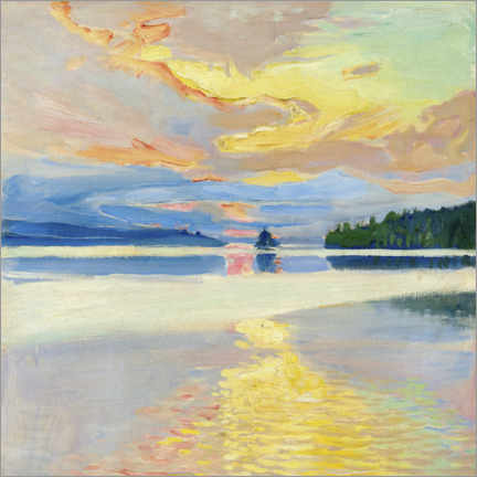 Akrylbillede Sunset over Lake Ruovesi - Akseli Gallen-Kallela