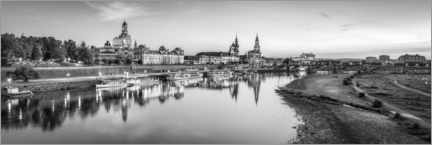 Holzbild  Dresden Skyline Panorama schwarzweiß - Jan Christopher Becke