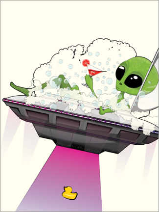 Canvas-taulu  Alien in the UFO bathtub - Wyatt9