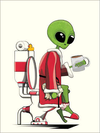 Poster Alien auf der Toilette
