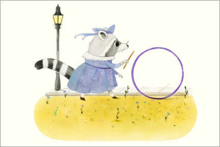 Poster  Raccoon with hoop - Judith Loske