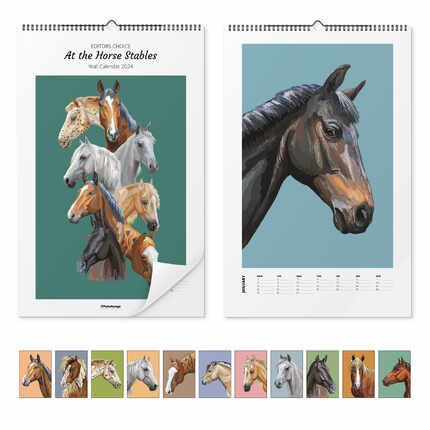 Väggkalender Hästkalender - At the Horse Stables 2023