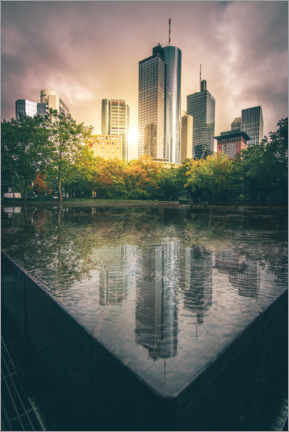 Plakat Frankfurt, skyline with sunset