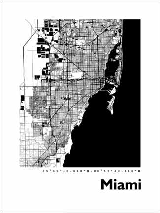 Poster Stadtplan von Miami