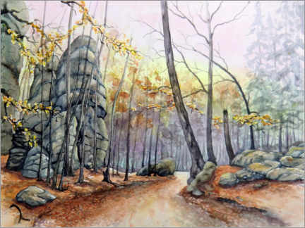 Tableau  Hiking trail in the Elbe Sandstone Mountains - Burkhard Posanski