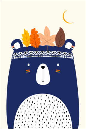 Poster Mondbär blau