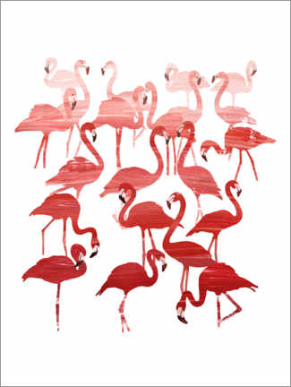 Wall print  Flamingo Family - Goed Blauw