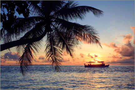 Canvastavla  Sunset in the Maldives - Matteo Colombo