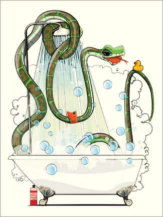 Poster  Schlange in der Badewanne beim Duschen - Wyatt9