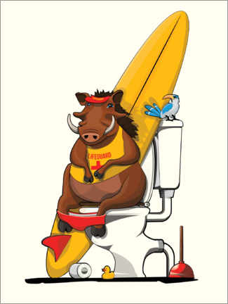 Poster Warthog on the toilet - Wyatt9