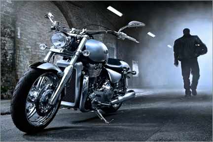 Aluminiumsbilde  Biker and his motorcycle - Jörg Gamroth