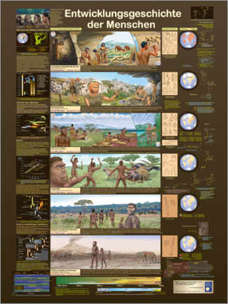 Leinwandbild  Entwicklungsgeschichte der Menschen - Planet Poster Editions