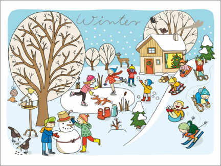 Poster Wimmelbild Winter