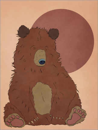 Poster Brown bear with sun