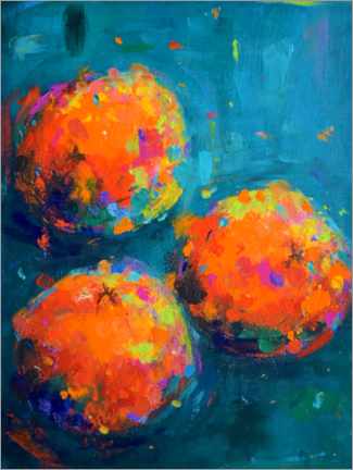 Wandbild  Dtei Orangen auf Türkis - Dawn Underwood