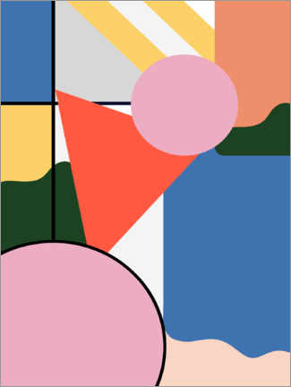 Wandbild  Mondrian Bauhaus Formen - Ninola Design