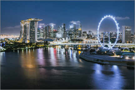 Póster  Singapore skyline at night - Matteo Colombo