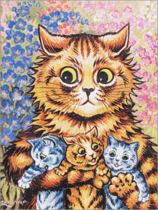 Poster Eine Katze mit ihren Kätzchen