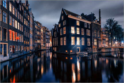 Poster Amsterdam bei Nacht