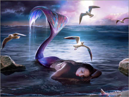 Wandbild Meerjungfrau Violett - Elena Dudina