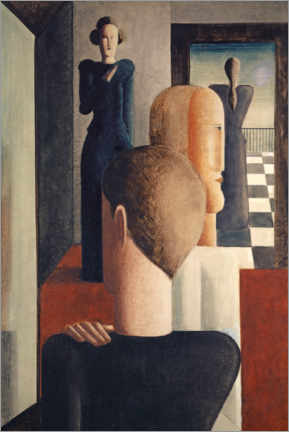 Obraz  Interior with Five Figures, Roman, 1925 - Oskar Schlemmer