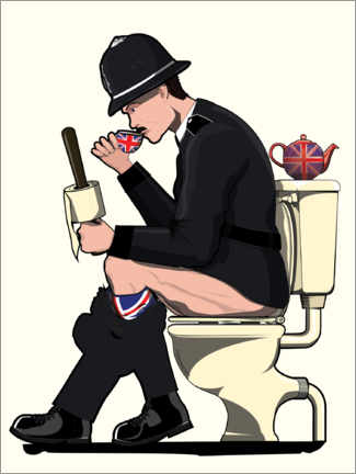 Poster British Policeman on the Toilet