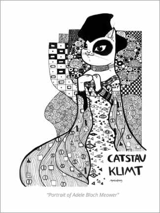 Póster Catstav Klimt - Portrait of Adele Bloch Meower