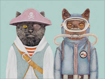 Wall print Aquatic Cats - Animal Crew