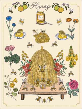Póster  Honey and bees - Elisandra Sevenstar