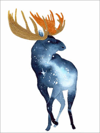 Canvas print  Galaxy Golden Moose - Déborah Maradan