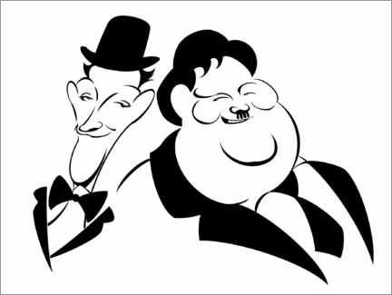 Canvastavla  Karikatyr av Stan Laurel och Oliver Hardy, filmkomiker - Neale Osborne