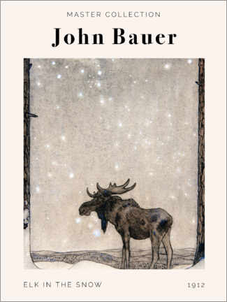 Lærredsbillede  Elk in the Snow, 1912 - John Bauer