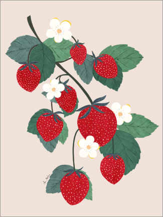 Póster Strawberries branch
