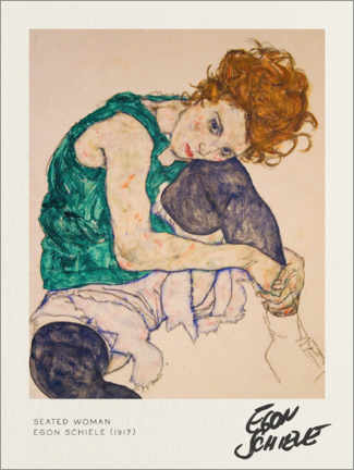 Poster Sitzende Frau mit gebeugtem Knie, 1917