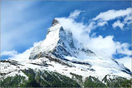 Wandbild Das Matterhorn mit einer beeindruckenden Wolkenfahne - fotoping