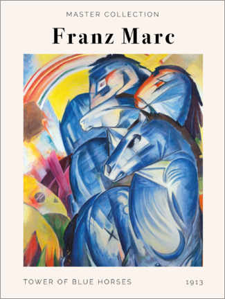 Akryylilasitaulu  Franz Marc - Tower of Blue Horses - Franz Marc