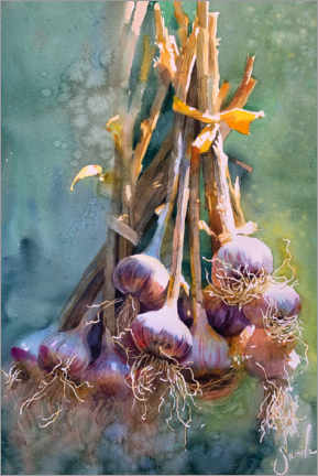 Akryylilasitaulu  Garlic Watercolour - Samira Yanushkova