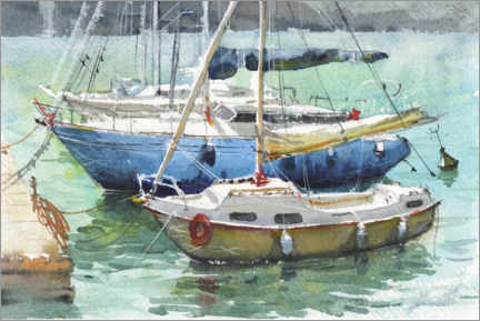 Wall print  Yachts near the pier - Samira Yanushkova