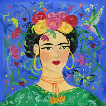 Lærredsbillede  Frida Kahlo Farverig - Farida Zaman