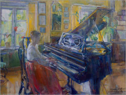 Wandbild  Klavierspiel im Pfarrhaus, Loiten, 1917 - Harriet Backer