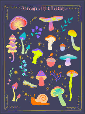 Poster Pilze der Nacht (Englisch)