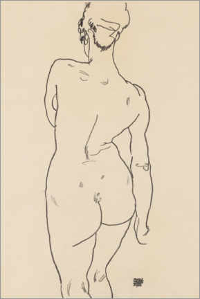 Plakat  Female Nude, Back View - Egon Schiele